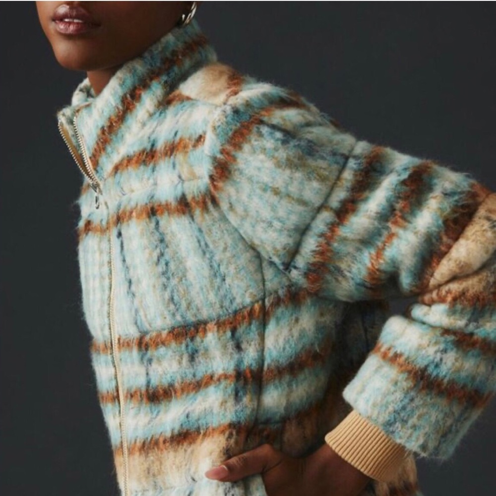 New Anthropologie plaid jacket, sky, blue Plaid